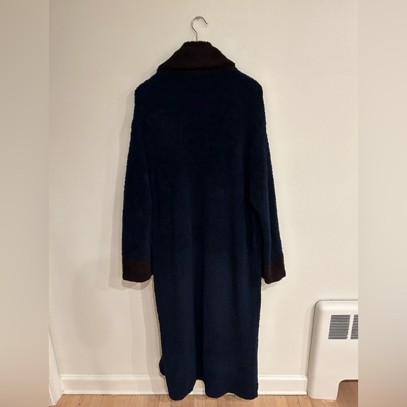 BAREFOOT DREAMS MENs Navy/brown lounge bath robe  missing belt M/L - Picture 5 of 9